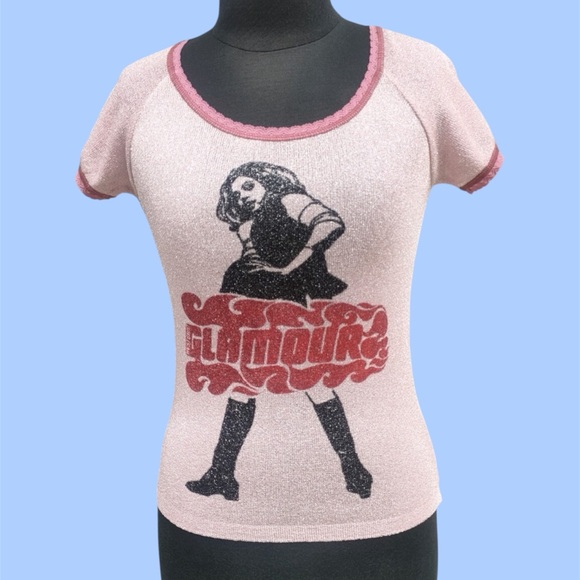 Hysteric Glamour Tops - Hysteric Glamour Pink Metallic Vixen Girl Top